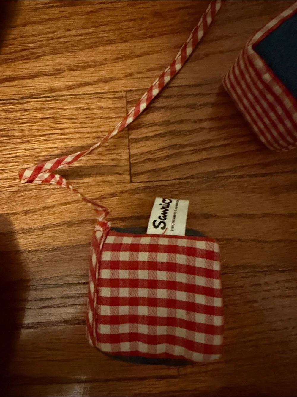 Hello Kitty Red Gingham and Denim Decorative Pillow with Hanging Dice
